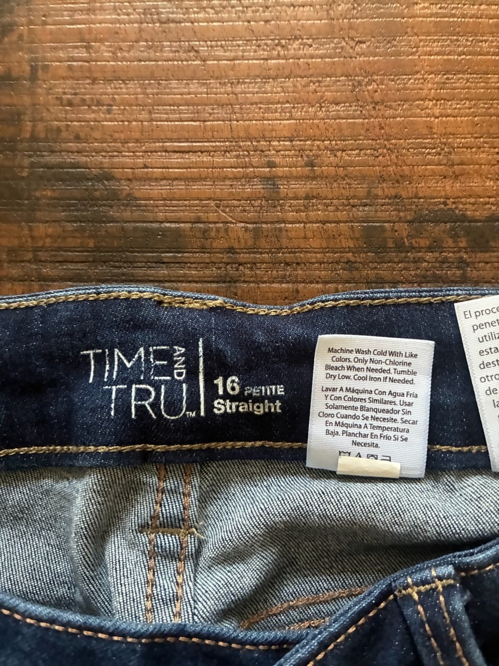 Time and Tru Dark Blue Straight Denim Jeans 16P - Picture 3 of 3